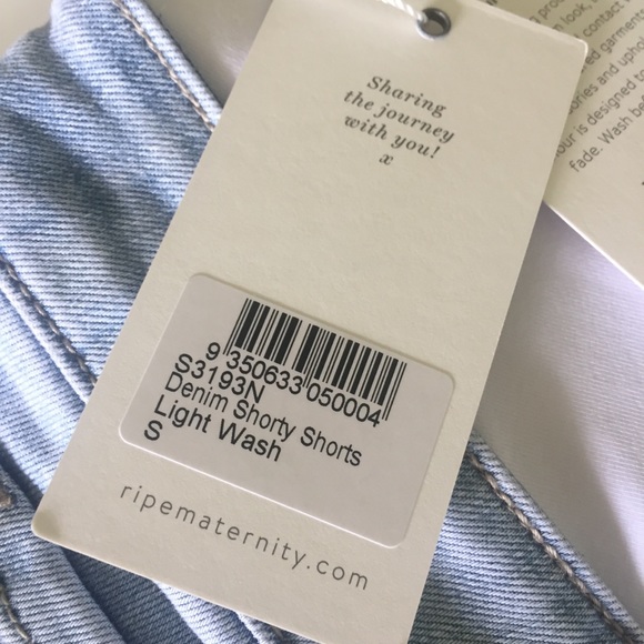 NWT RIPE womens S maternity denim shorts light wash over tummy waistband stretch - Picture 5 of 16